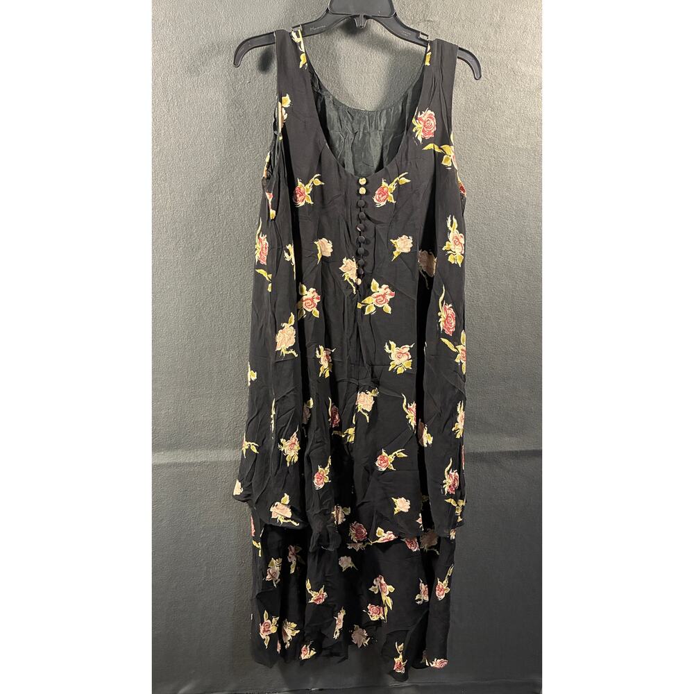 vtg y2k‎ spenser jeremy women silk maxi dress 14 black fairy grunge whimsigoth